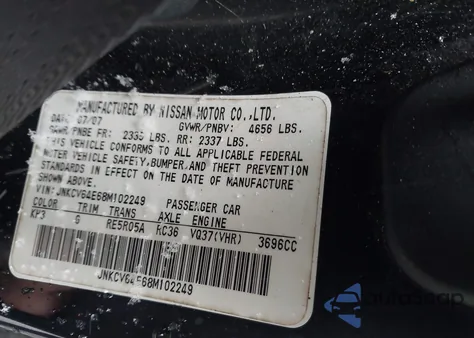 2008 Infiniti G37 Journey from USA, damaged, VIN JNKCV64E68M102249